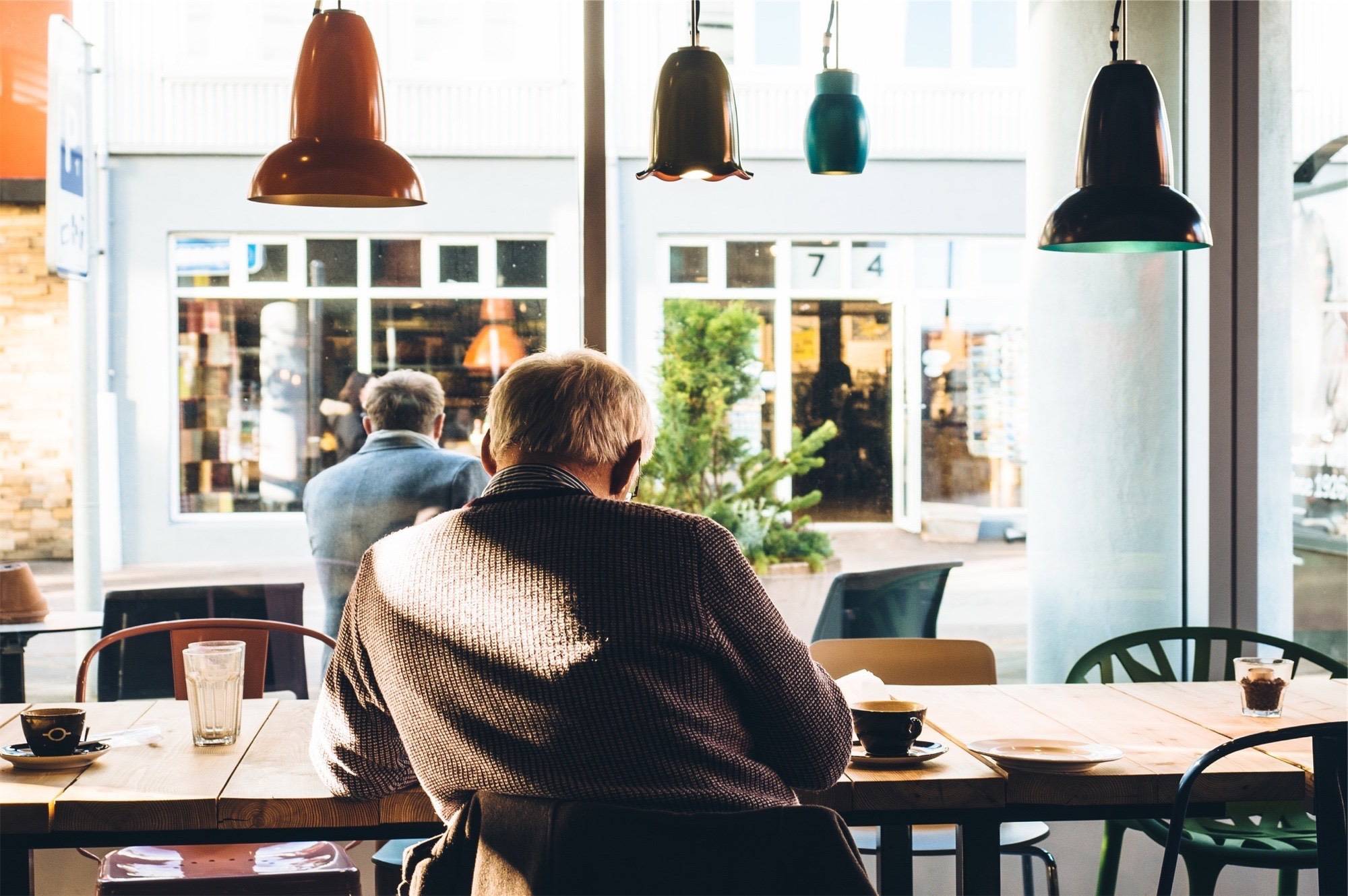a person sitting at a table