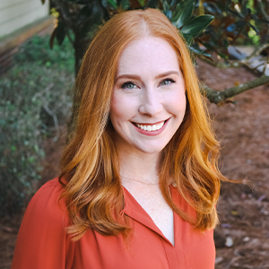 a woman wearing a blue shirt